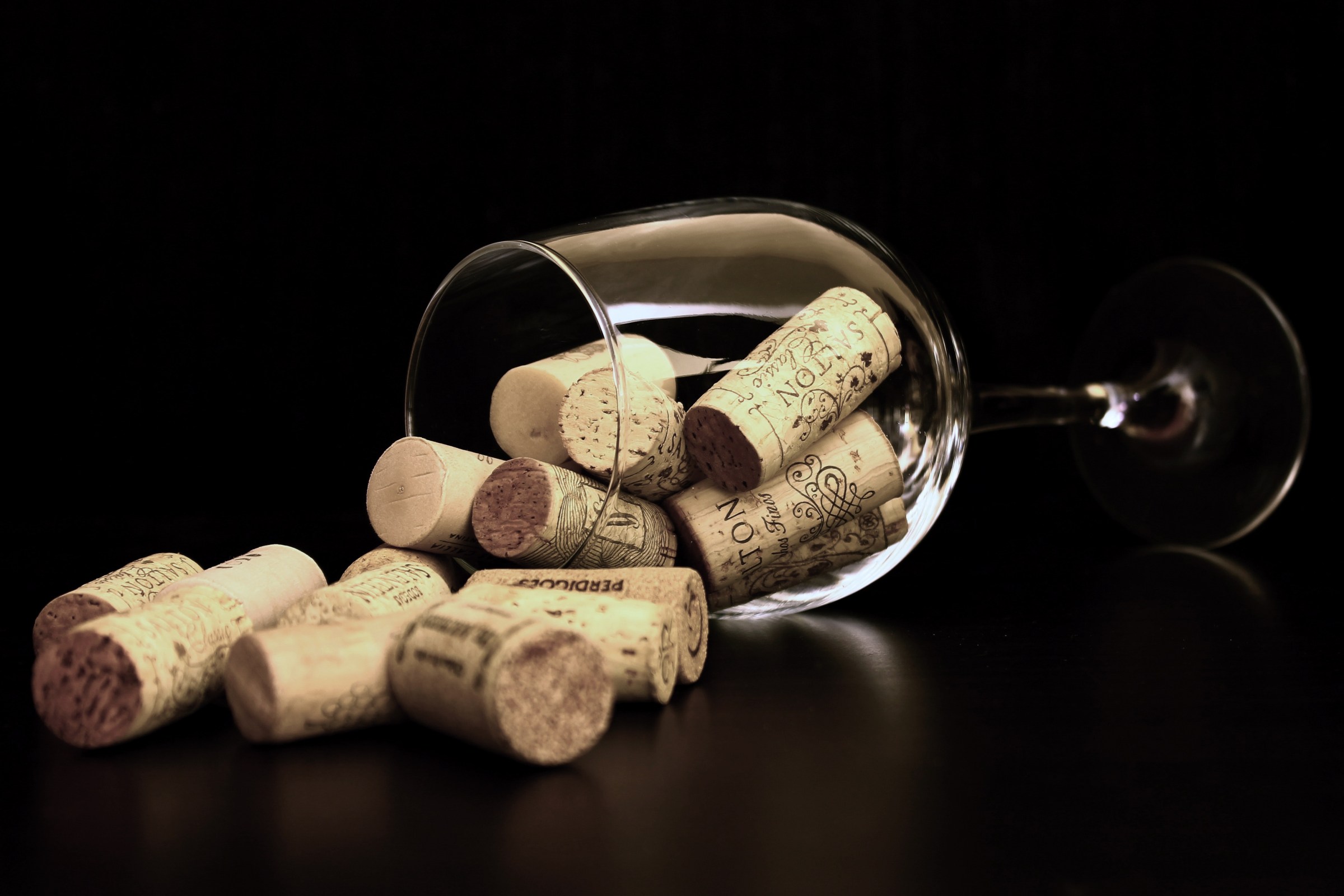 Vine glass dark background