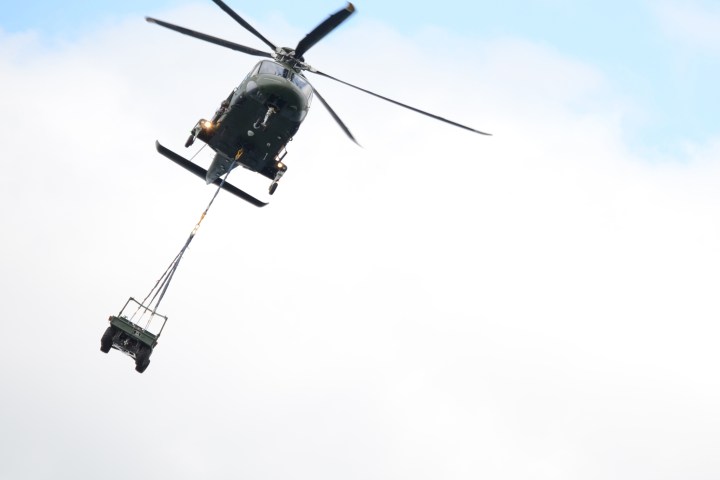 Helicopter Carrying a Jeep